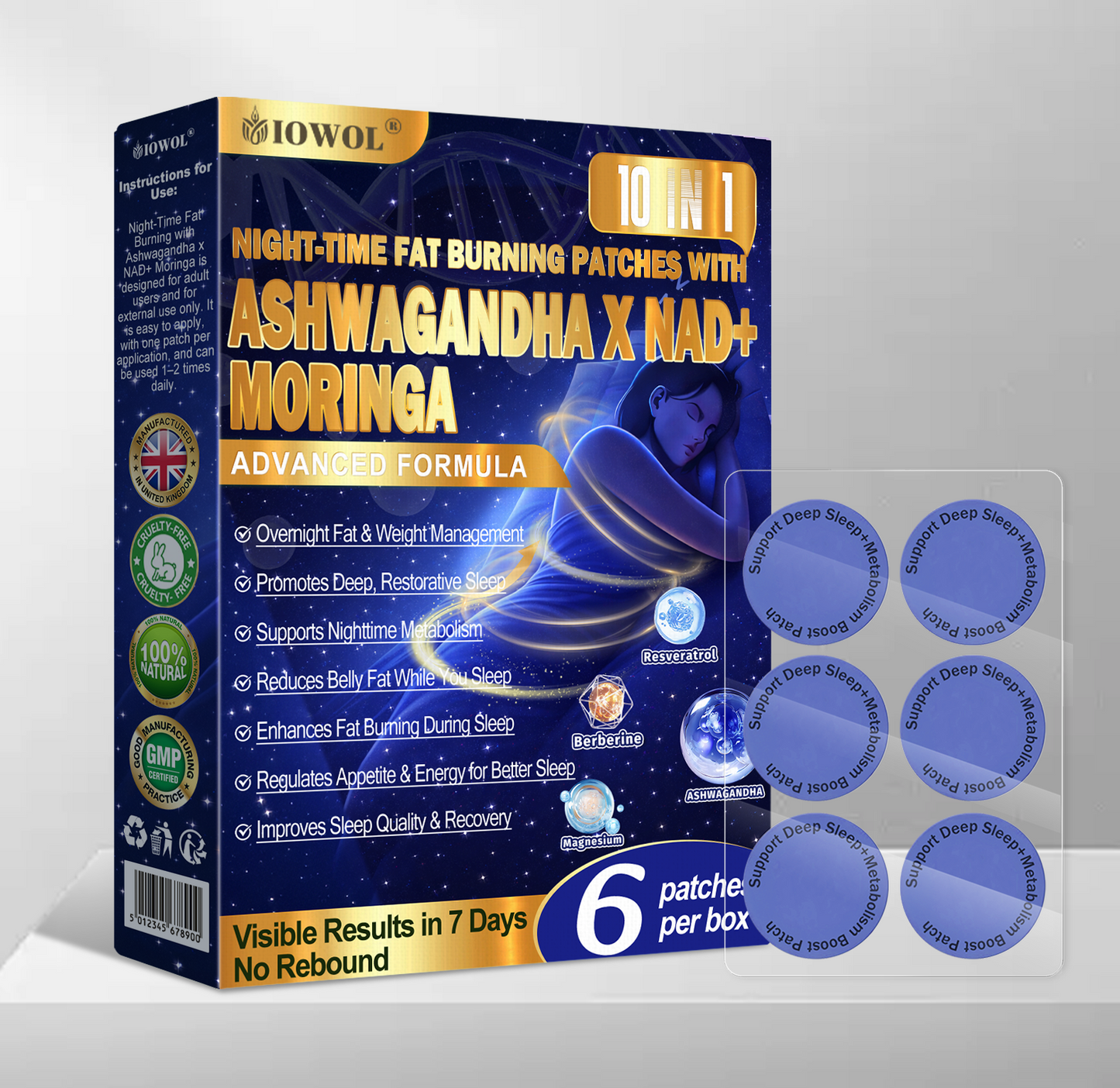 IOWOL ® NIGHT-TIME FAT BURNING PATCHES! ZERO PILLS & ZERO WASTE & ZERO STRUGGLE & 100% RESULTS.