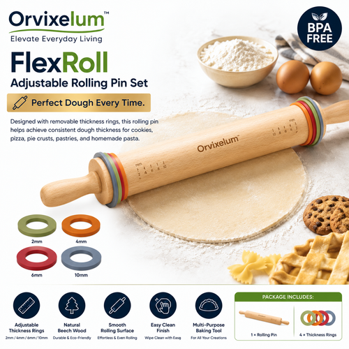 Orvixelum™ FlexRoll Adjustable Rolling Pin Set