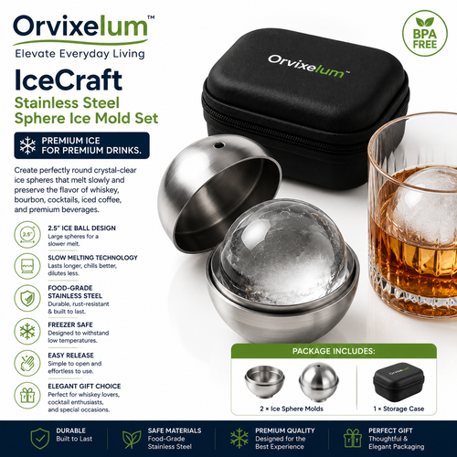 Orvixelum™ IceCraft Stainless Steel Sphere Ice Mold Set