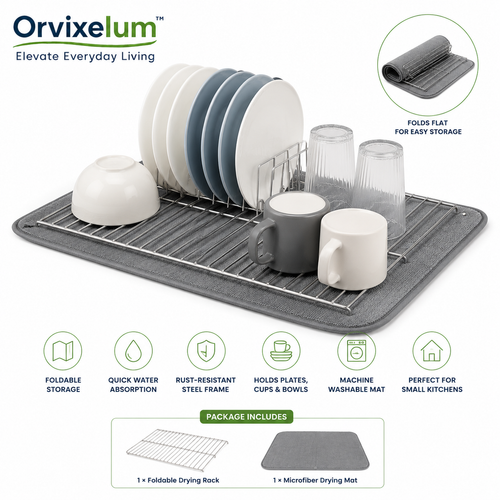 Orvixelum™ DryEase Foldable Dish Drying Mat Rack