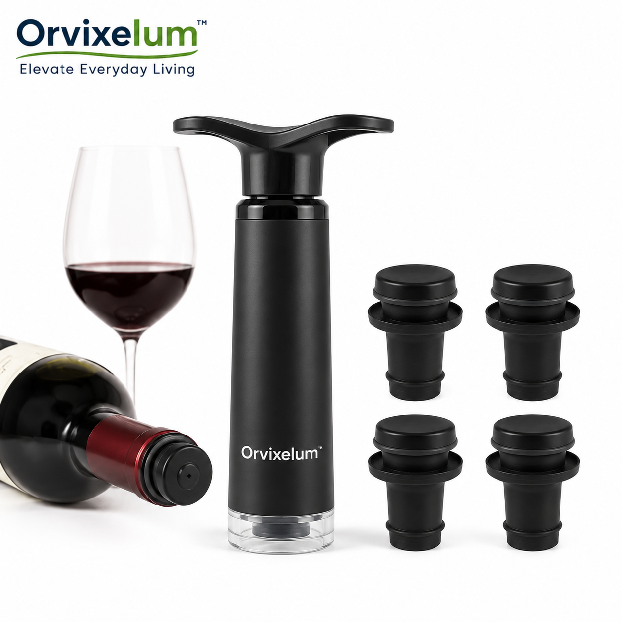 Orvixelum™ SnapSeal Vacuum Wine Stopper Kit