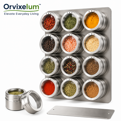Orvixelum™ SpiceDock Magnetic Spice Jar Rack